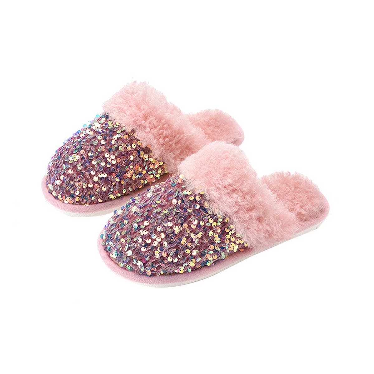 HOME FASHION SEQUINED PLUSH SLIPPERS_CWSHS0830