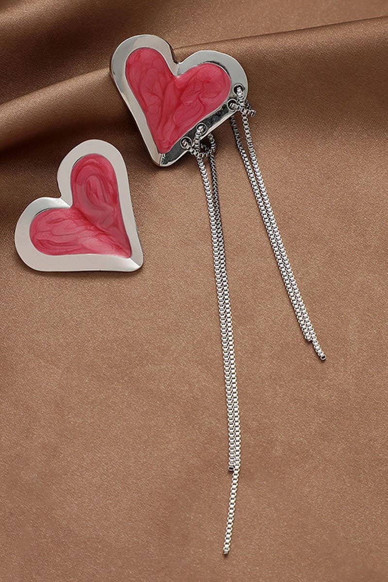 SILVER NEEDLE LOVE CHAIN TASSEL EARRINGS_CWAJE204