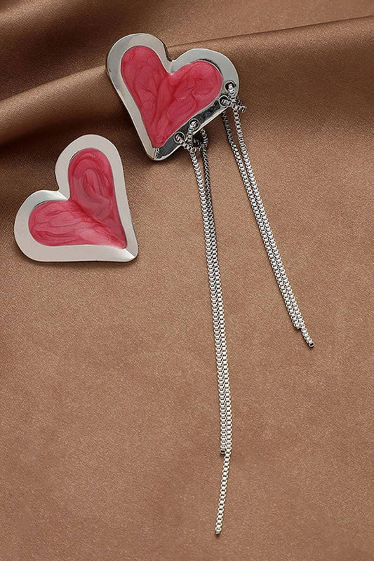 SILVER NEEDLE LOVE CHAIN TASSEL EARRINGS_CWAJE204