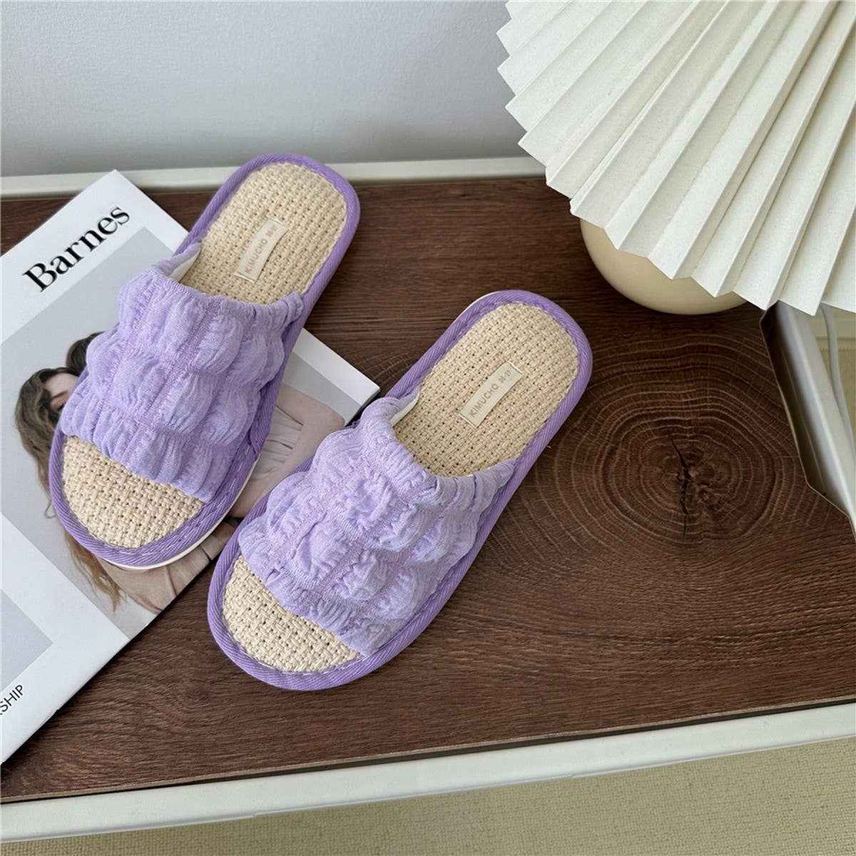 CLOUD PLEATED BUBBLE COTTON LINEN HOME SLIPPERS