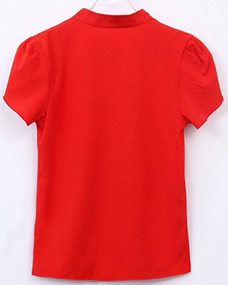 SHORT SLEEVE CHIFFON SHIRT WITH LOTUS SLEEVES