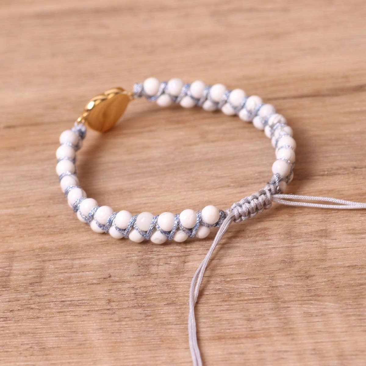 HEART WHITE STONE BEADS YOGA FRIENDSHIP BRACELET
