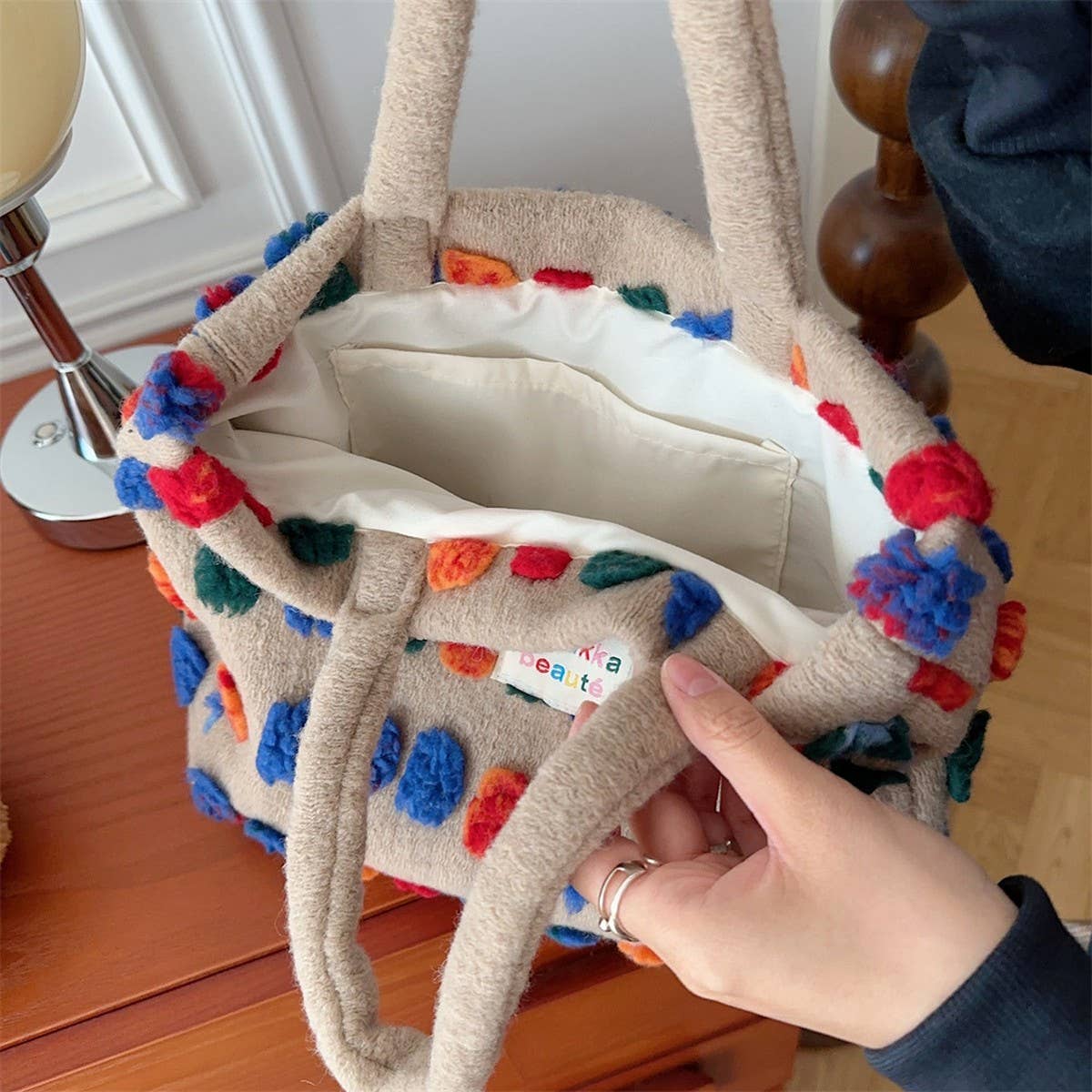 CWAB3896_PLUSH CROSSBODY HANDBAG SHOULDER BUCKET BAG