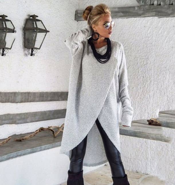 ROUND NECK IRREGULAR LOOSE SOLID COLOR DRESS