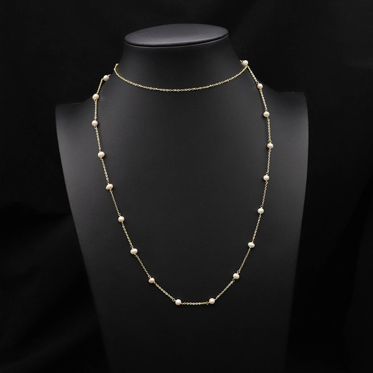 DESIGN NATURAL LONG PEARL SWEATER NECKLACE