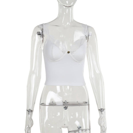 Street style Hot girl sexy lace halter top