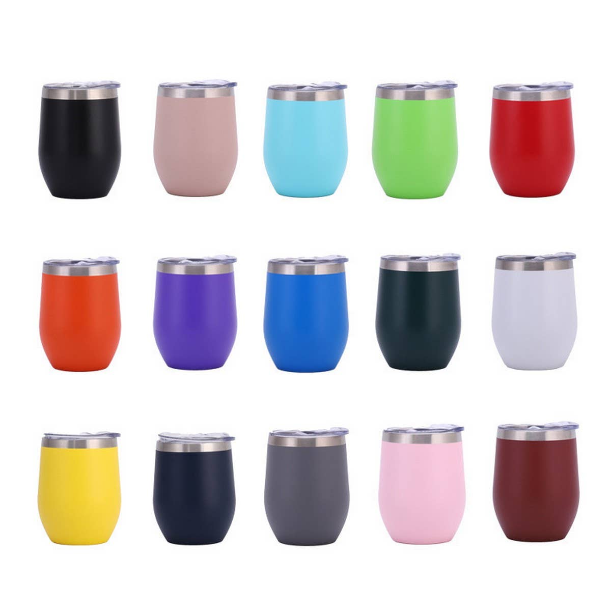 12oz Egg Shape Insulated Wine Tumbler Cup_CWMM7905