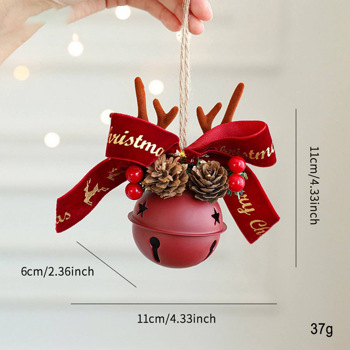 CWMM10364_CHRISTMAS BELL ANTLER BOW PINECONE TREE ORNAMENTS