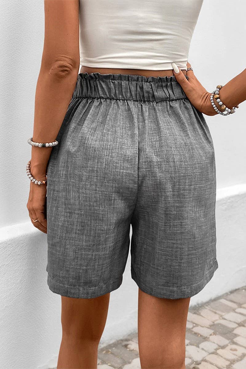 CWBSP0429_SOLID COLOR PLEATED CASUAL STRAIGHT SHORTS