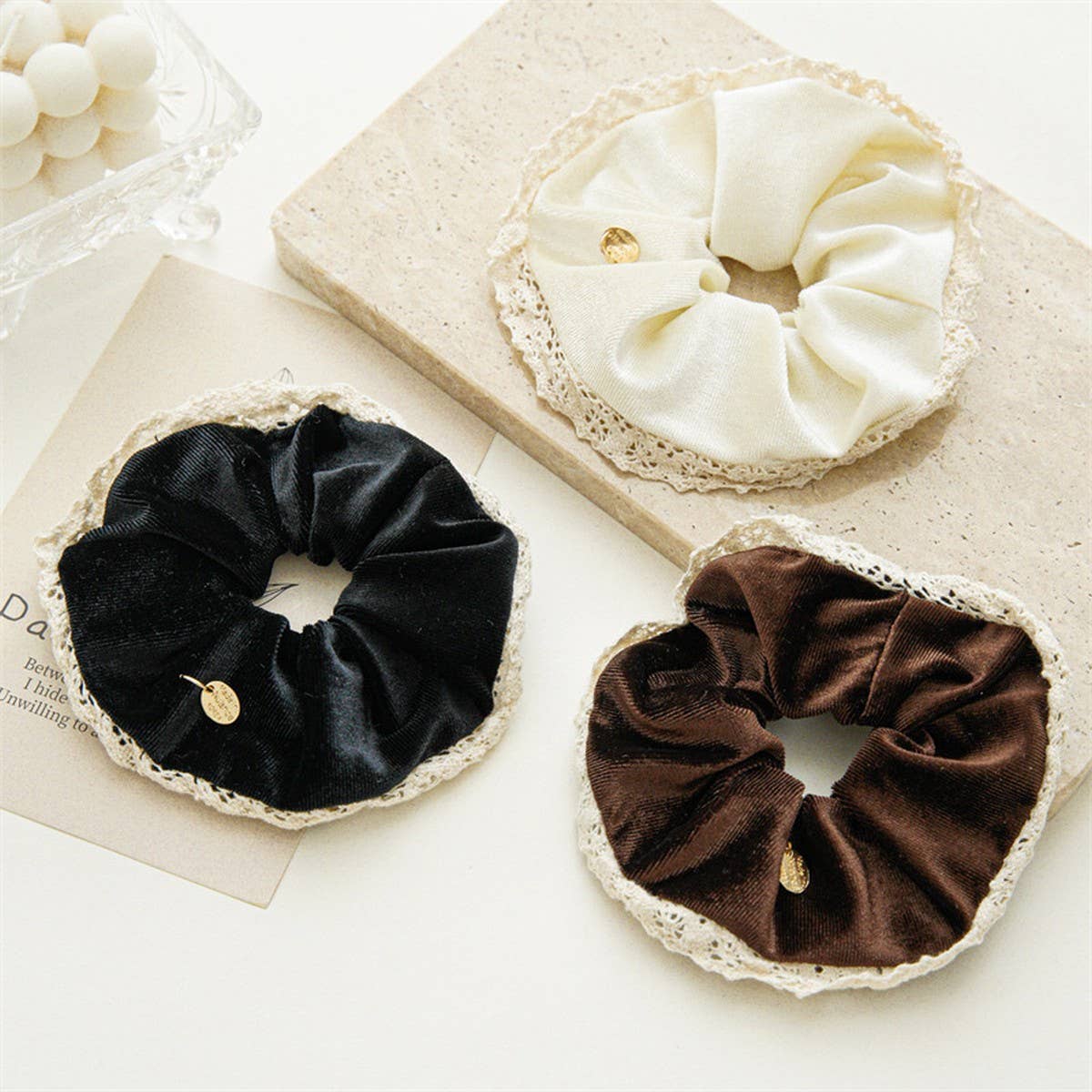 VINTAGE FRENCH VELVET LACE HAIRBAND