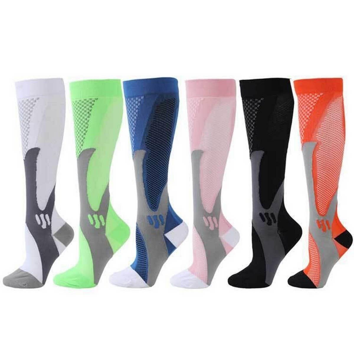 PATTERNED SPORTS LONG COMPRESSION SOCKS SET_CWMS1879