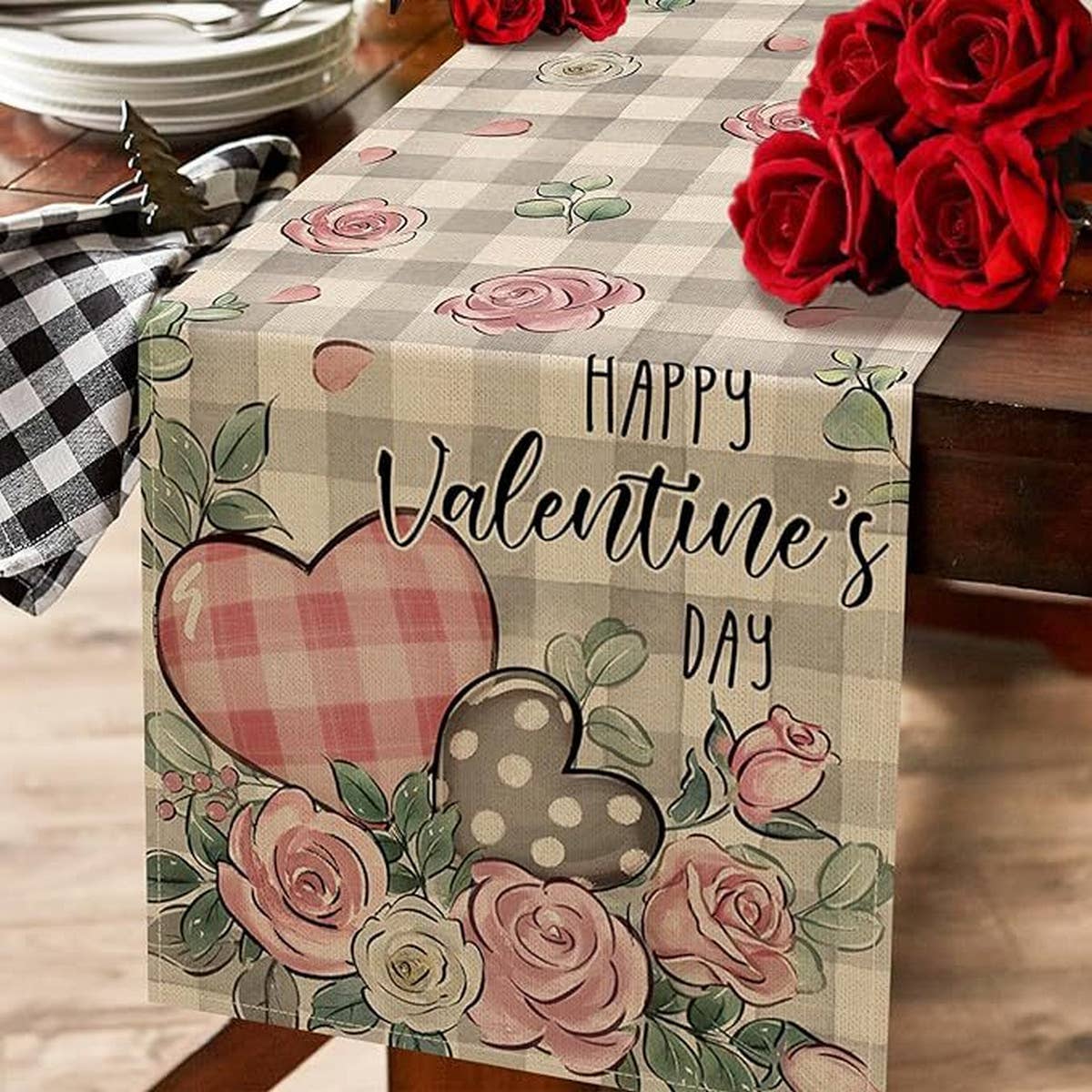 VALENTINE'S DAY LOVE PRINT CARTOON TABLECLOTH