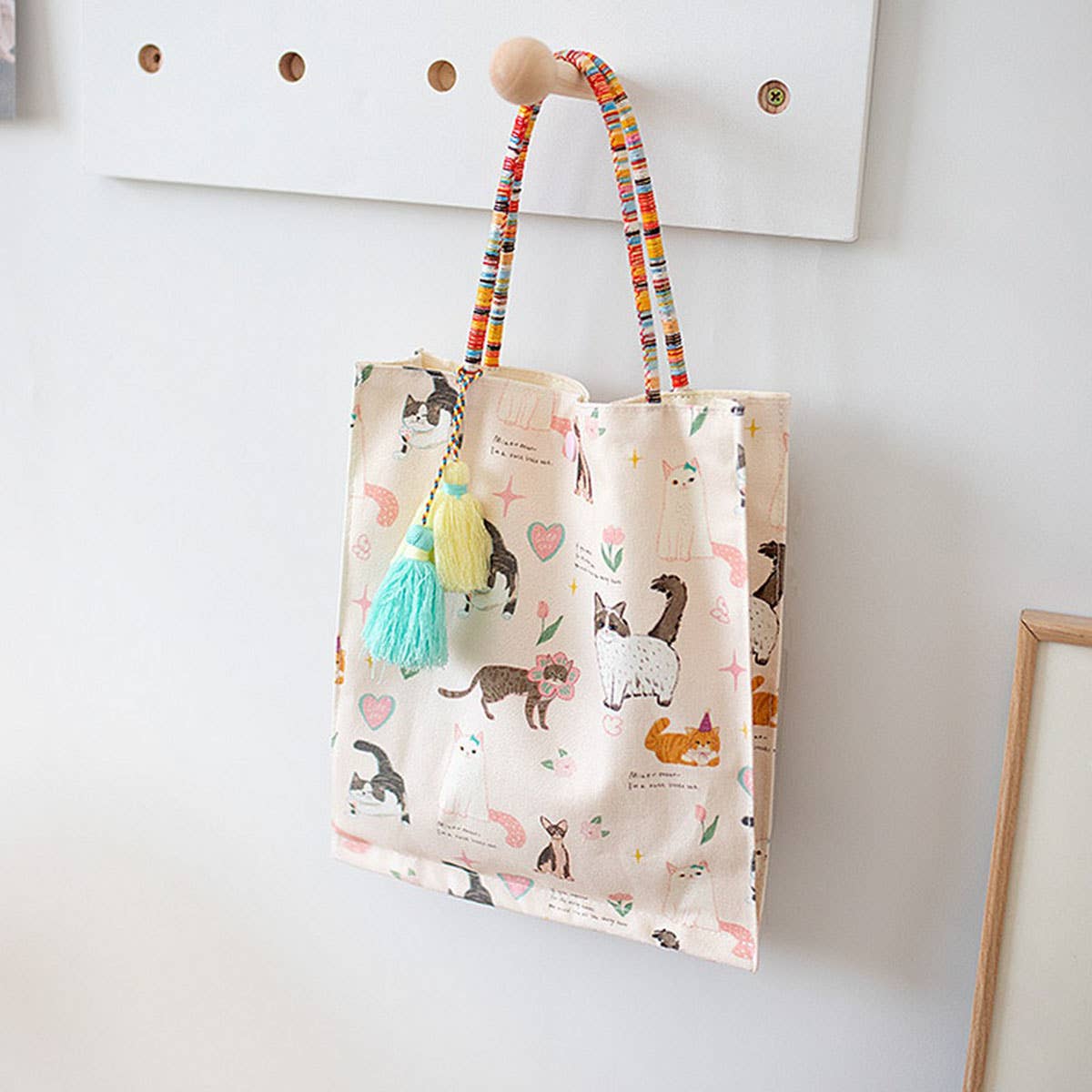 Floral Canvas Tote Bag for Women, Large Size_CWAB5677