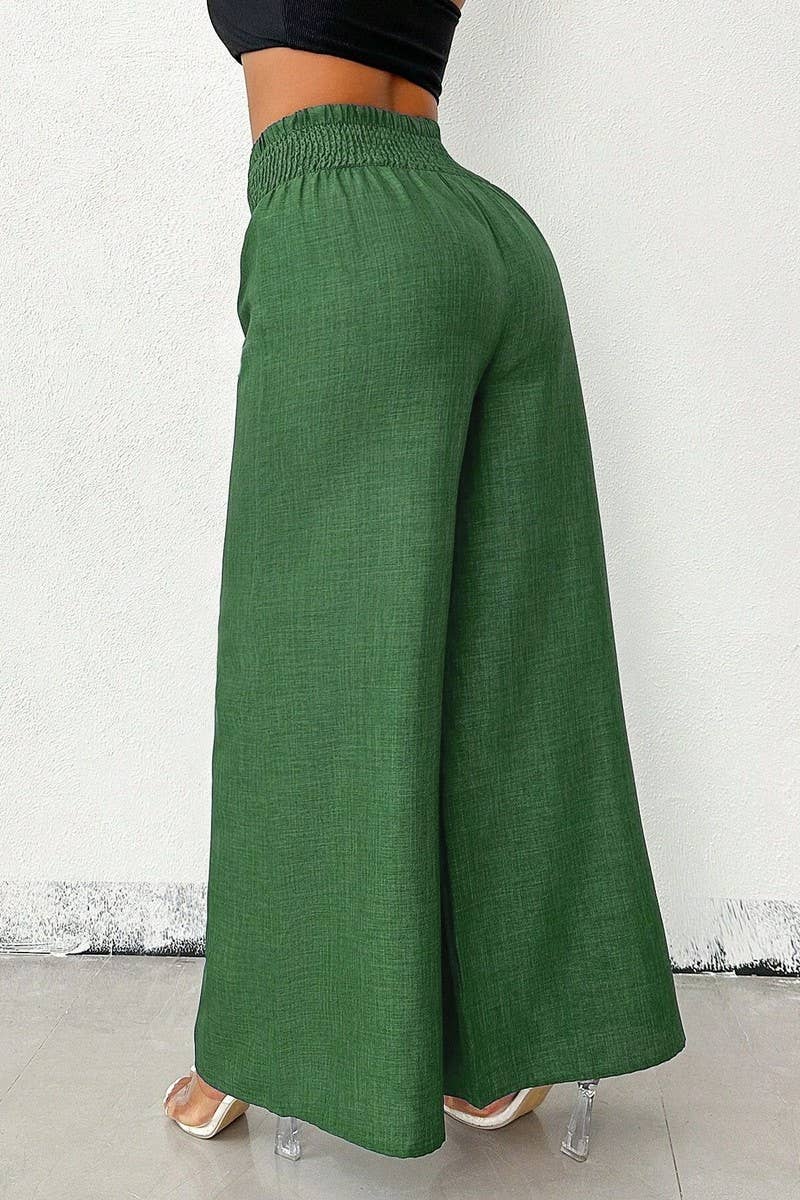 CWBLP1887_VINTAGE HIGH WAIST ELASTICATED WIDE LEG TROUSERS