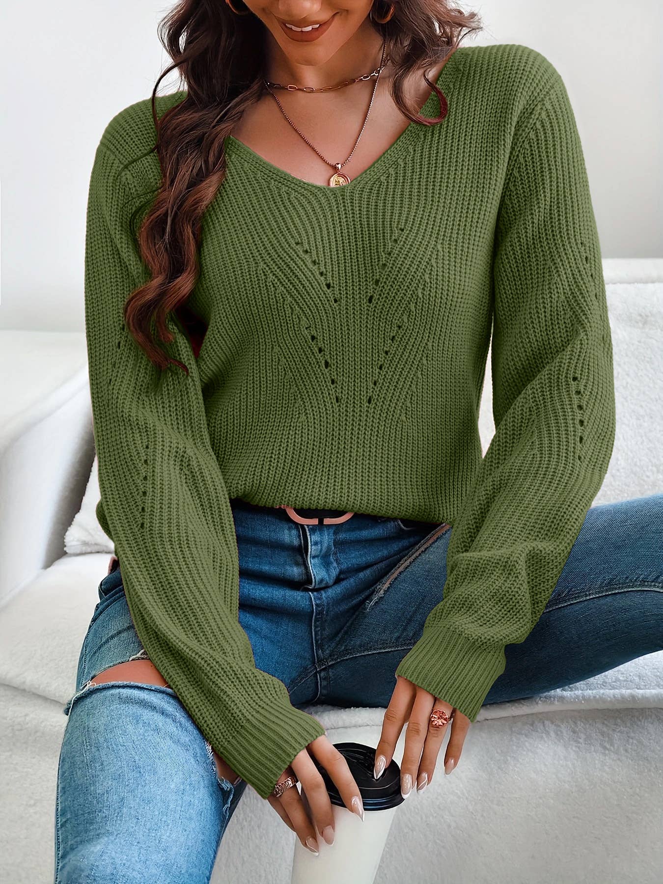 Back bow lace lace hollowed-out knitwear