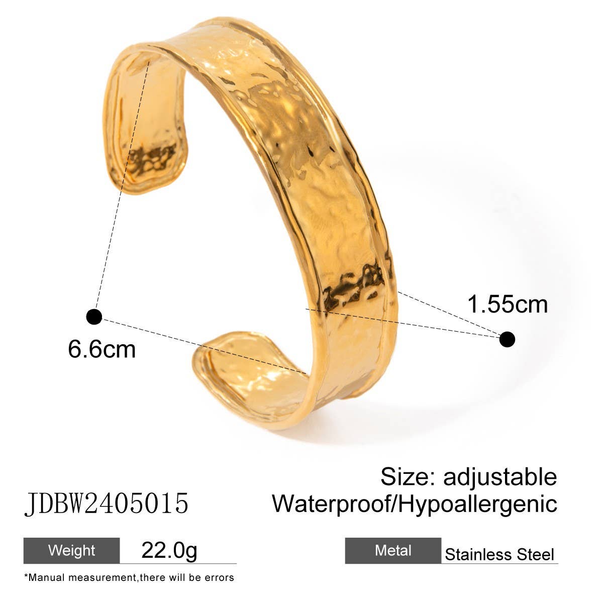 Bold Gold Open Cuff Bracelet in Stainless Steel_CWAJE4623