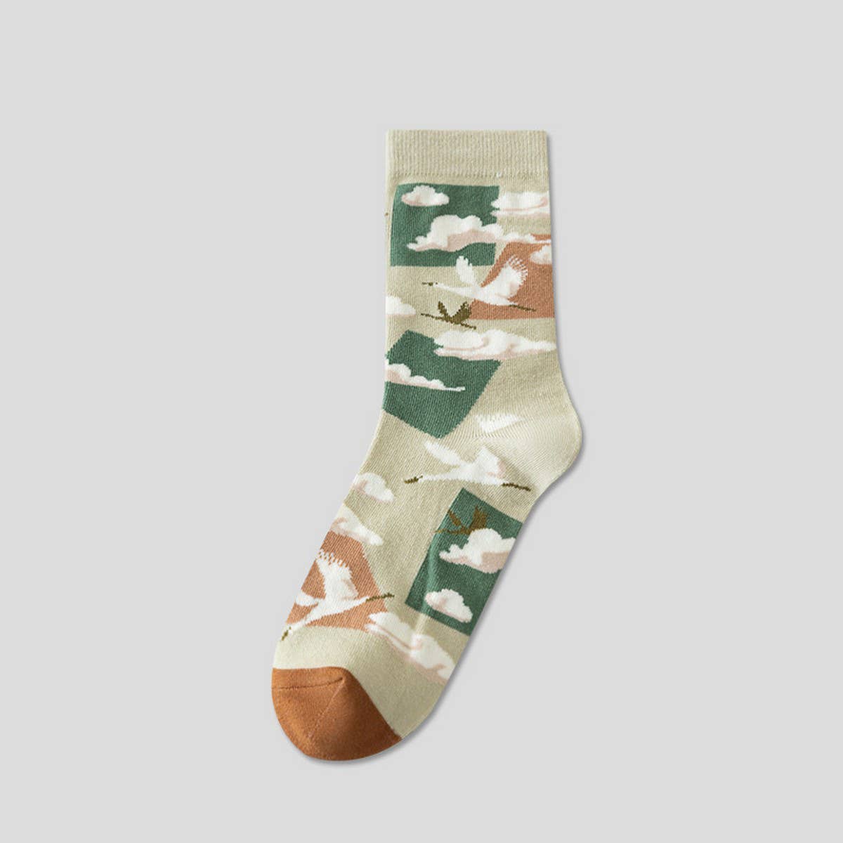 CWMS02738_WOMEN AESTHETIC CREW SOCKS VINTAGE ART STYLE
