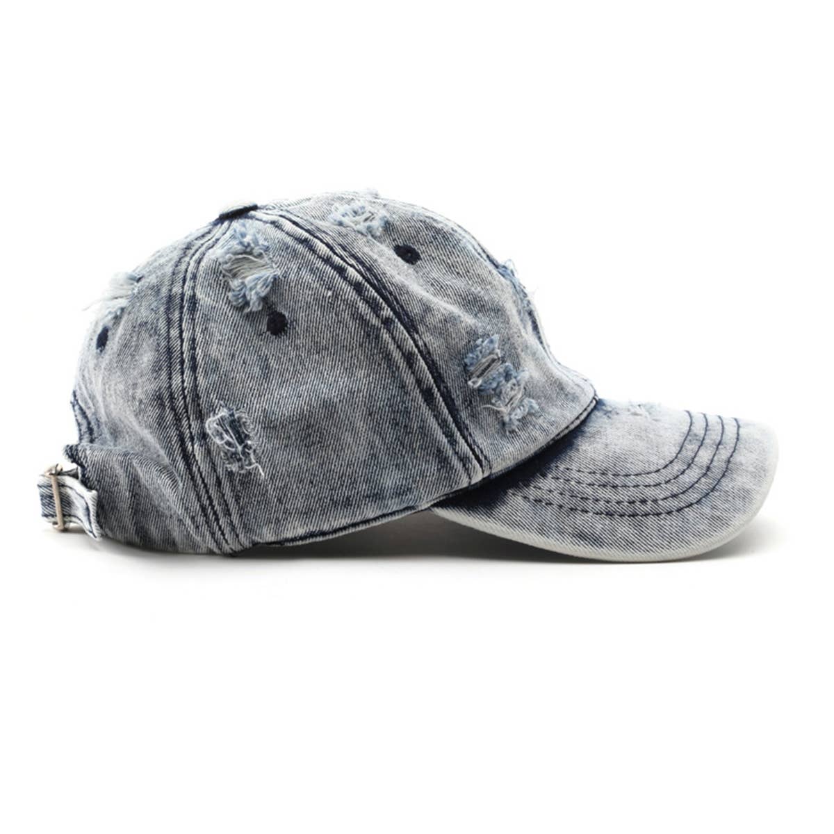Washed Distressed White Denim Baseball Cap Outdoor_CWAH1855