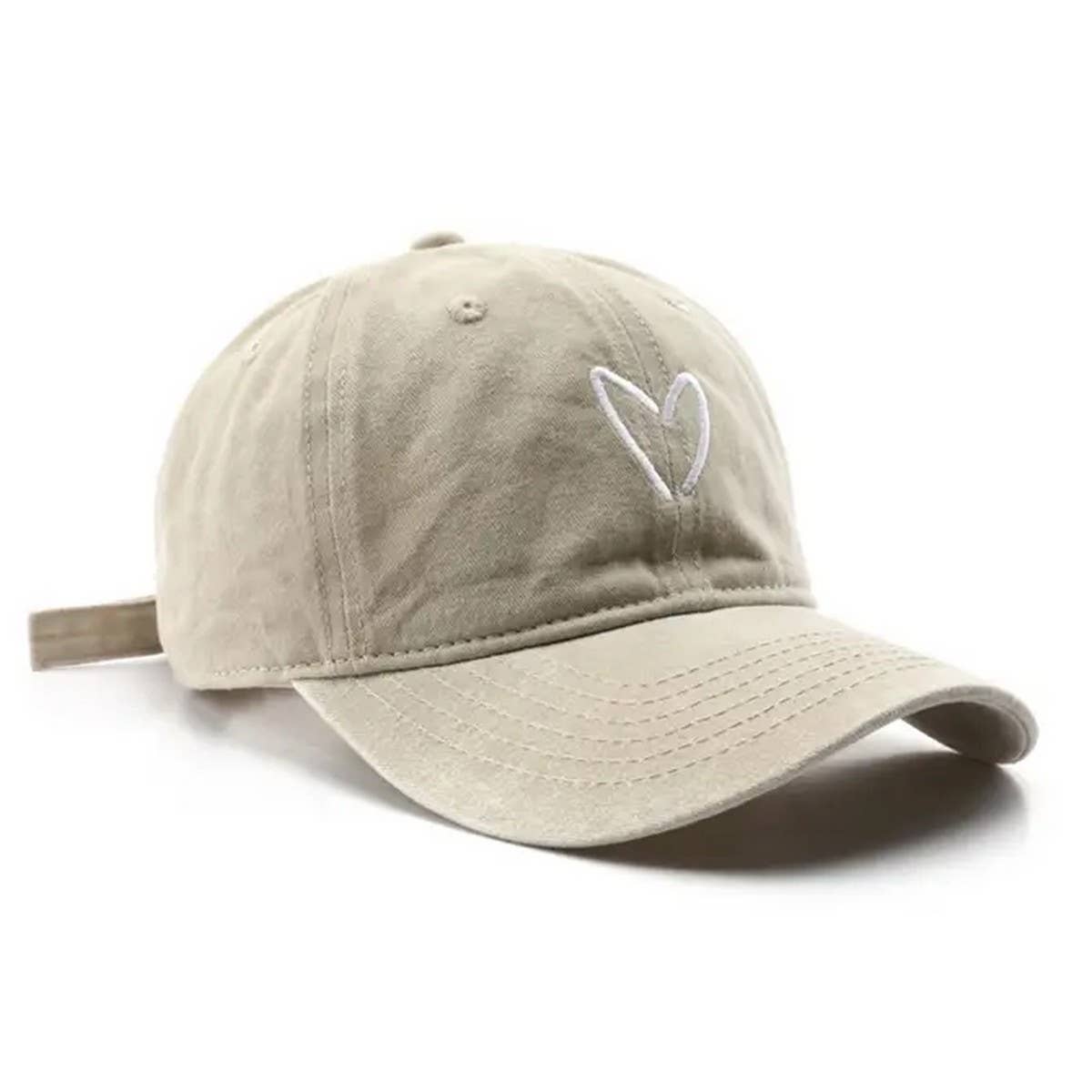Vintage Wash Heart Embroidery Baseball Cap, Unisex_CWAH1271