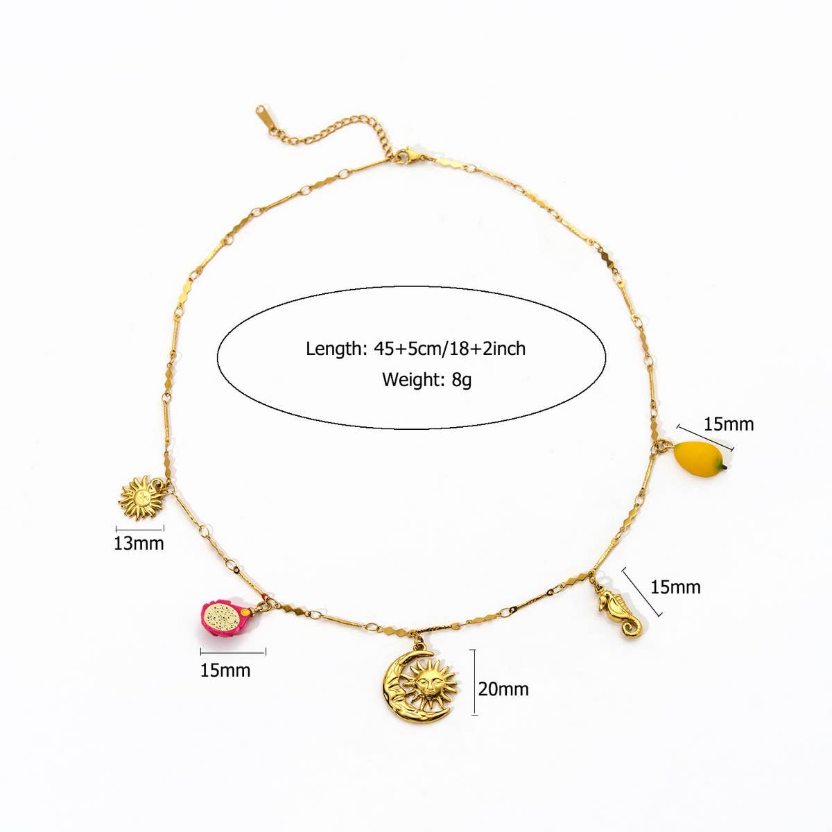 Ocean Style Steel Necklace with Turtle & Seahorse_CWMM8849