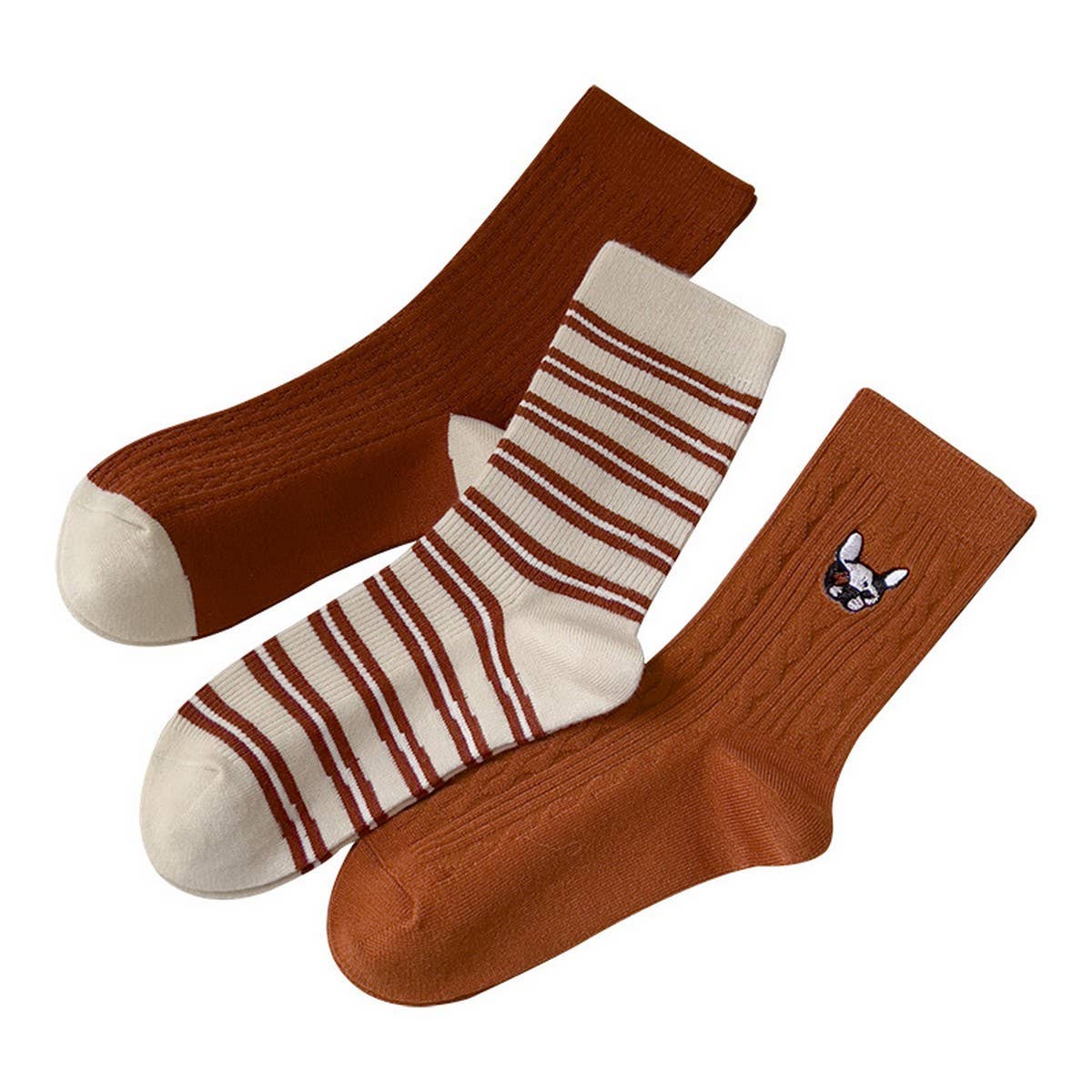THIN EMBROIDERED BREATHABLE WOMEN'S MID-CALF SOCKS