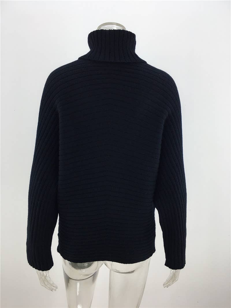 STYLISH LOOSE-FITTING SOLID TURTLENECK SWEATER