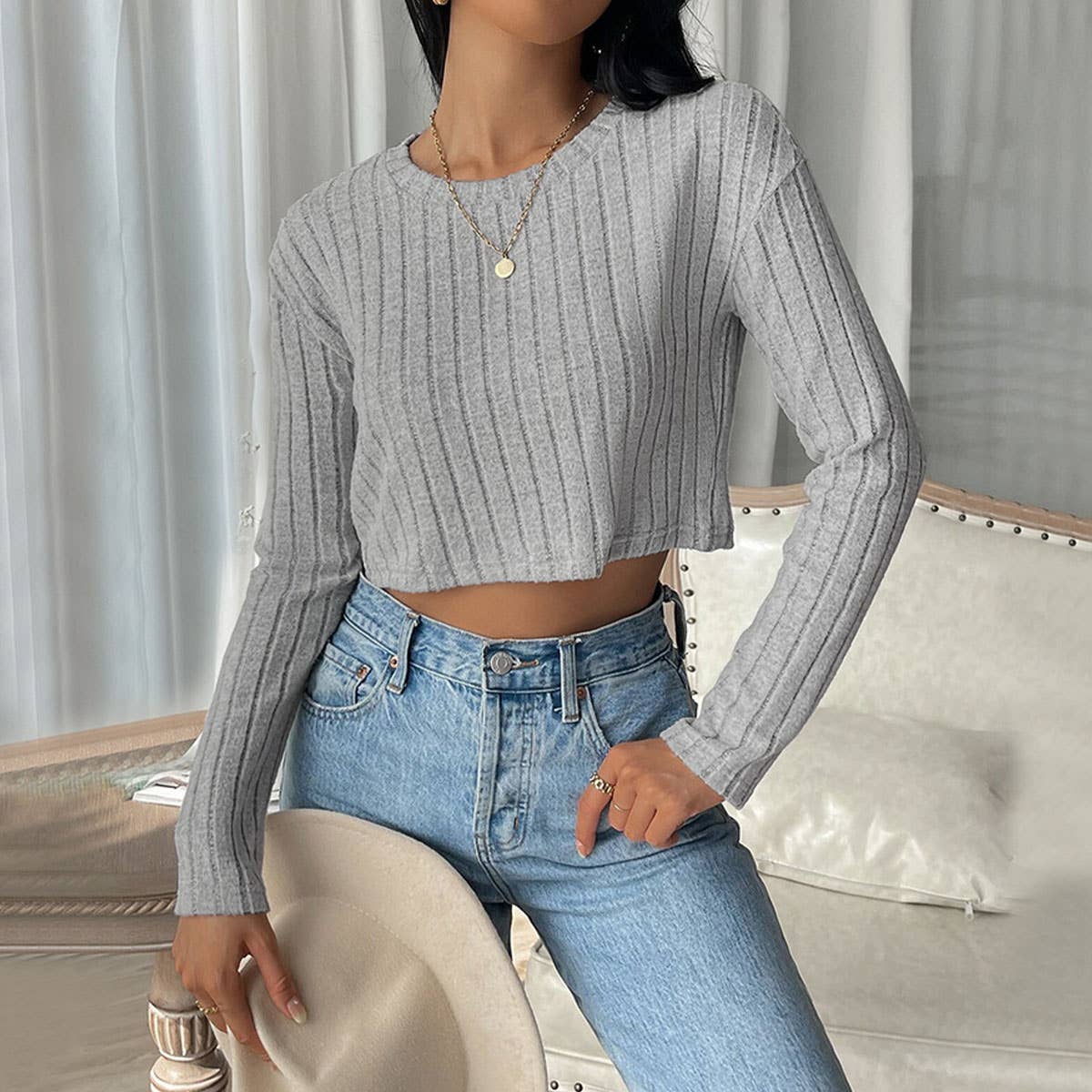 SIMPLE COMMUTER SOLID CROPPED CROP TOP