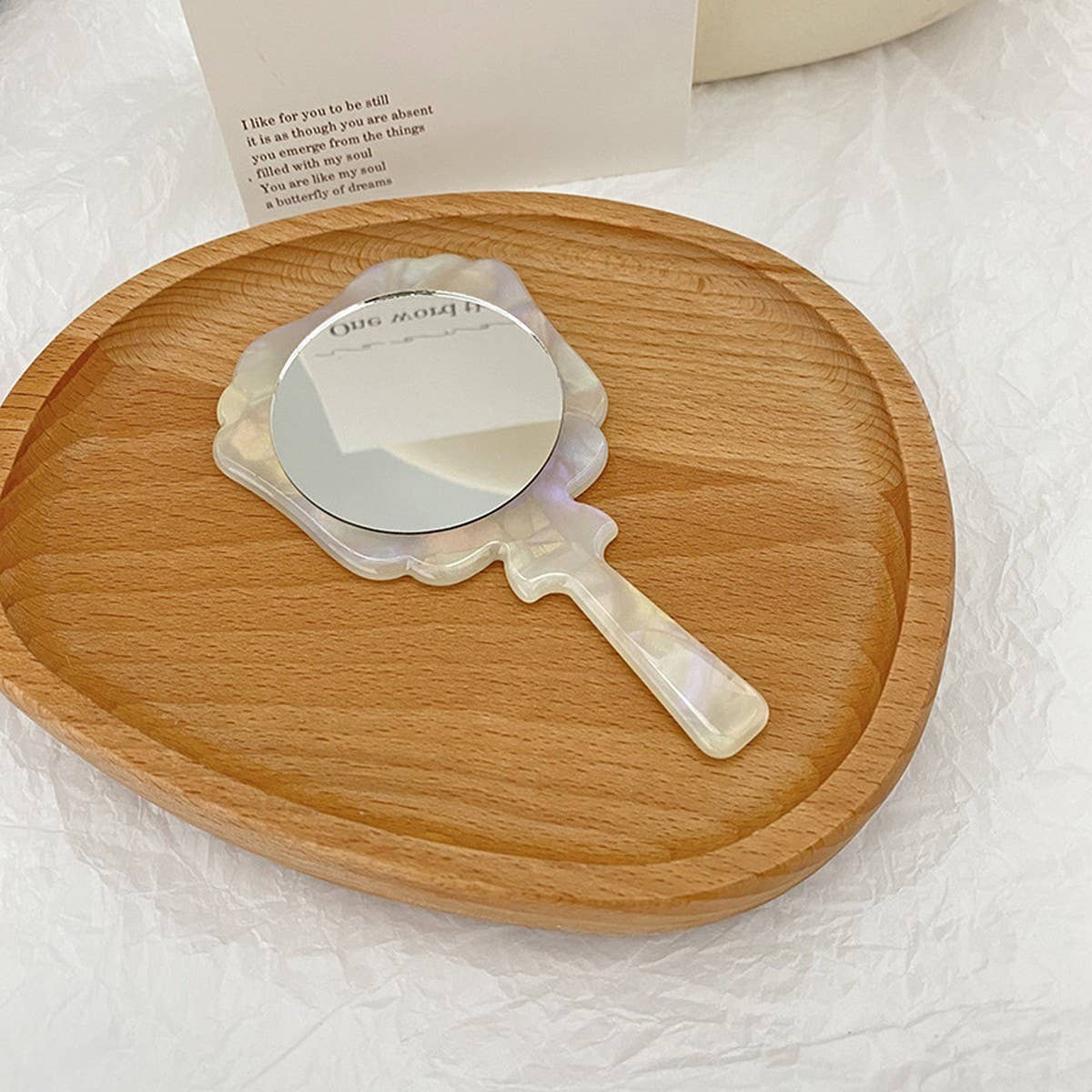 Vintage Acetate Handheld Round Makeup Mirror