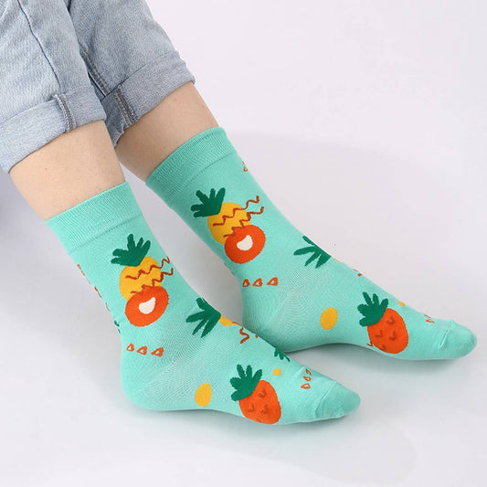 CASUAL FRUIT PRINTED MID-TUBE SOCKS_CWMS1019