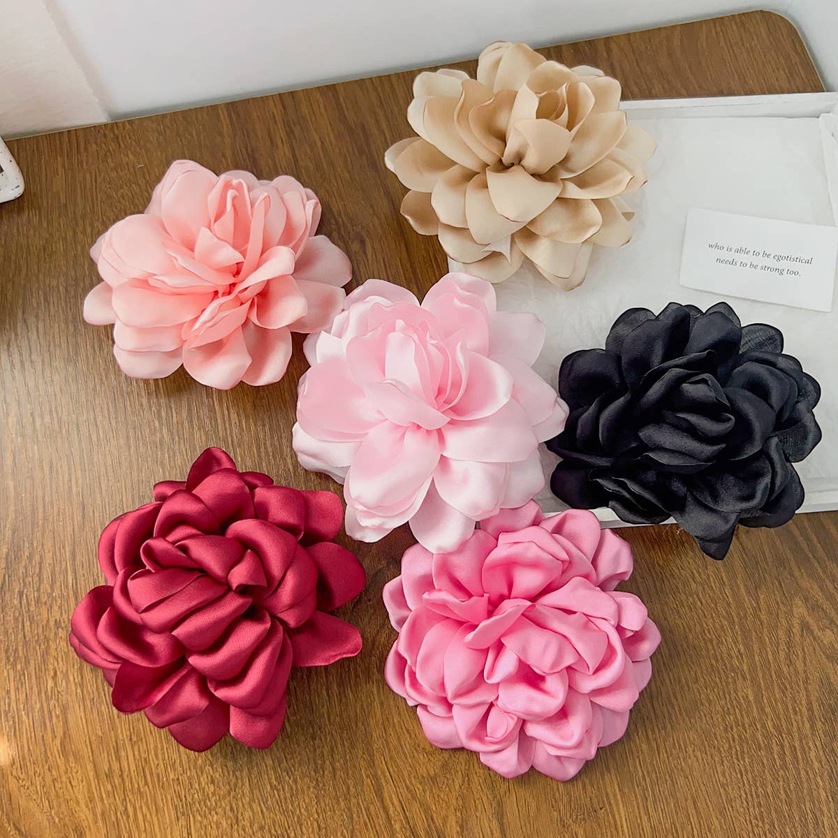 Fresh rose-themed fabric flower hair clips