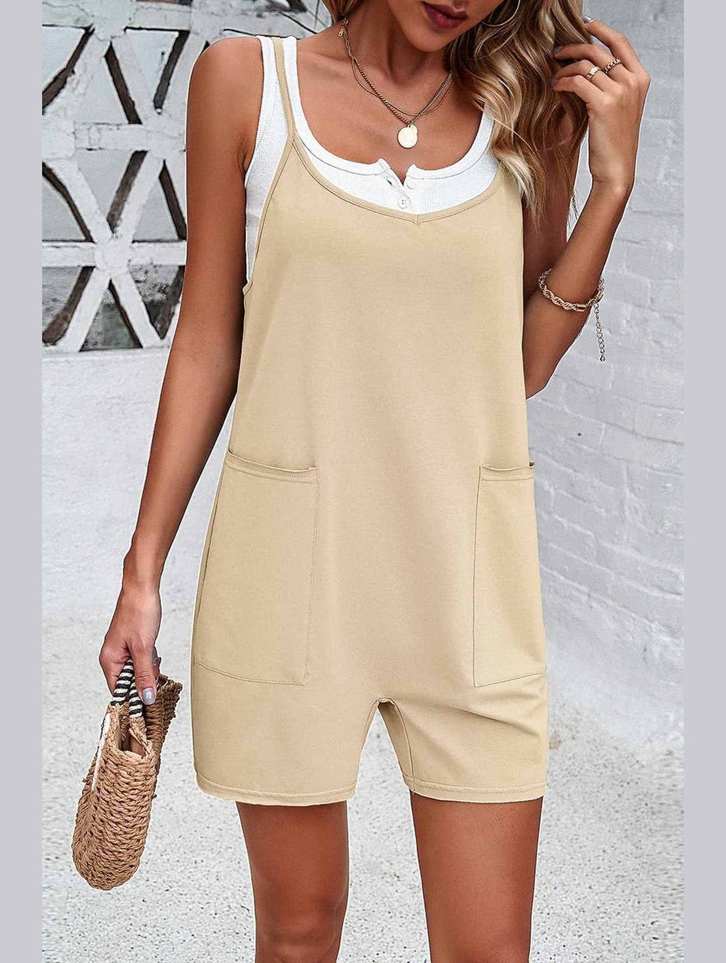 CASUAL SOLID COLOR SUSPENDER JUMPSUIT_CWSJS0327