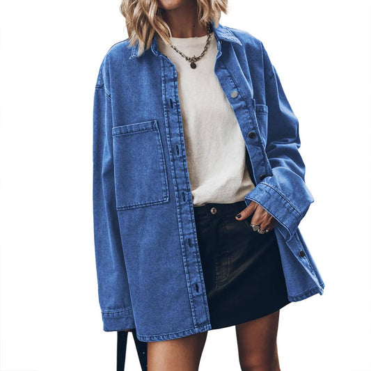 Vintage Hong Kong Style Turn-Down Denim Jacket