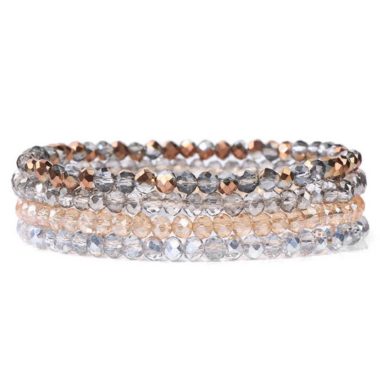 CWAJE4230_ARTIFICIAL CRYSTAL ELASTIC BRACELET SET OF FOUR
