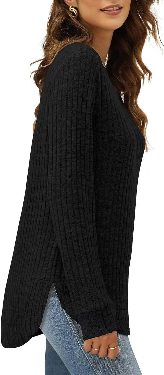 SOLID COLOR ROUND NECK LONG SLEEVE BRUSHED SHIRT