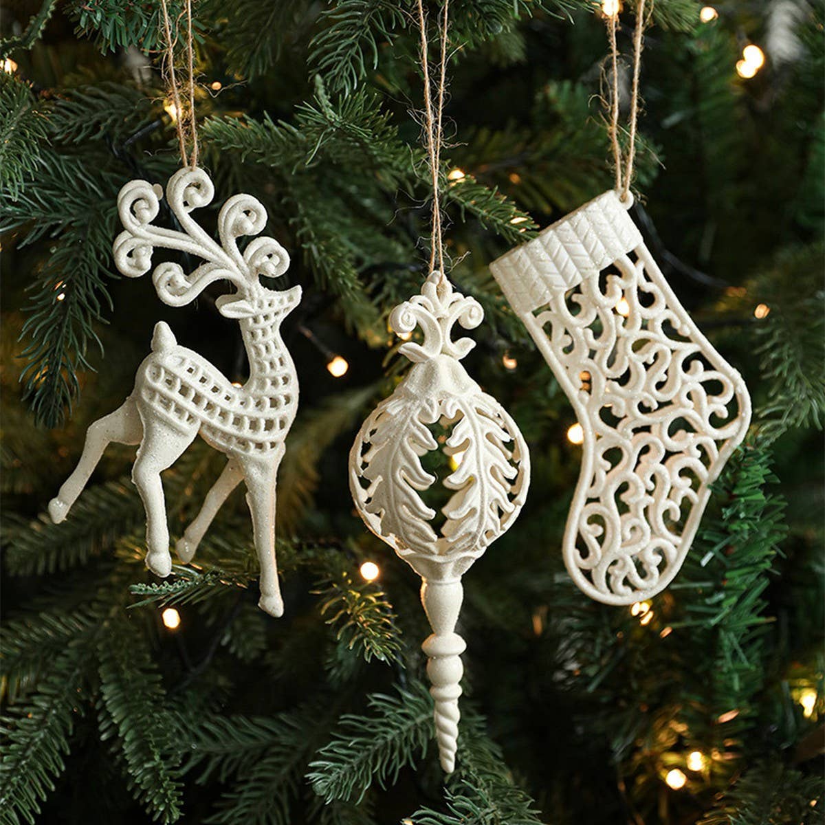 White Plastic Reindeer Star Holiday Decoration