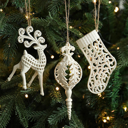 White Plastic Reindeer Star Holiday Decoration