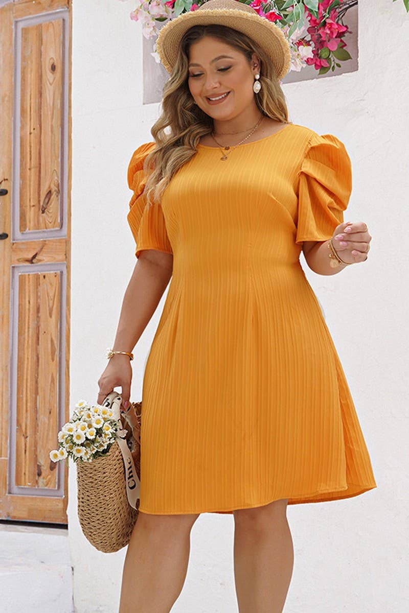 TEMPERAMENT BUBBLE SLEEVES WAIST IN PIECE DRESS_CWDSD2979