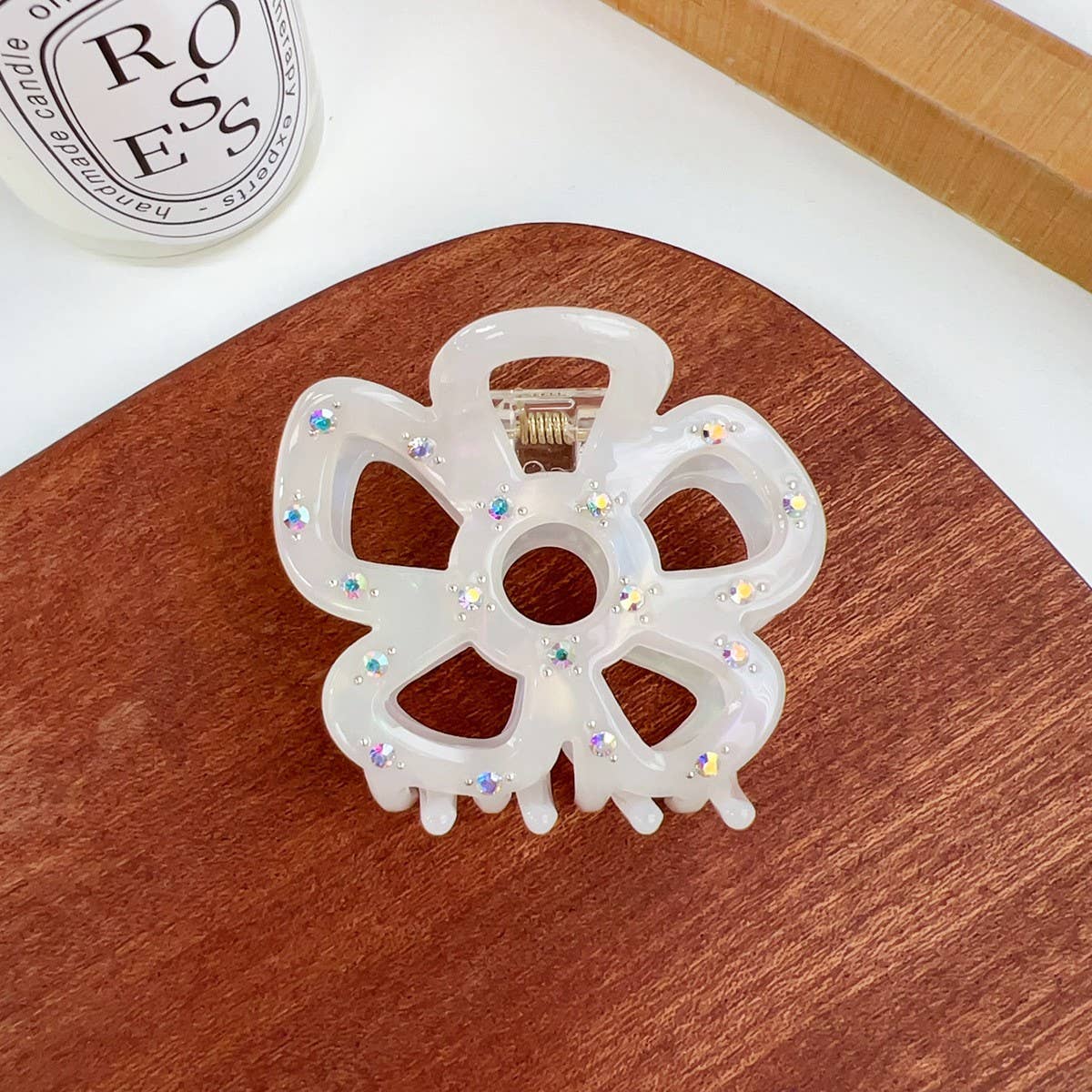 Hollow Flower Hair Claw, Rhinestone Chic Clip_CWAHA1590