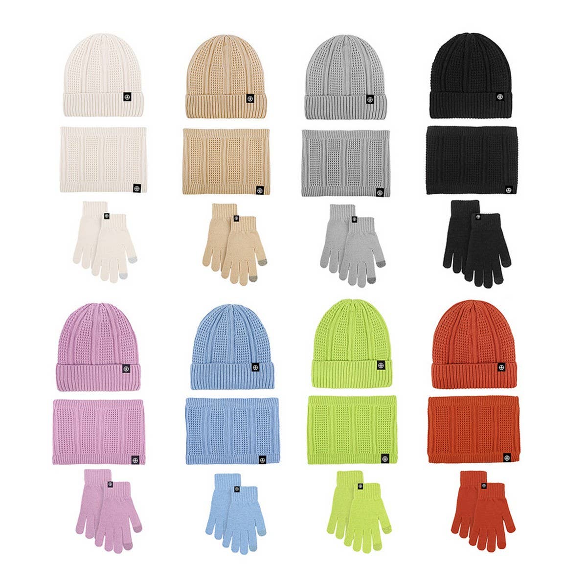 WINTER WOOL WARM PLUS FLEECE SCARF THREE PIECE SET