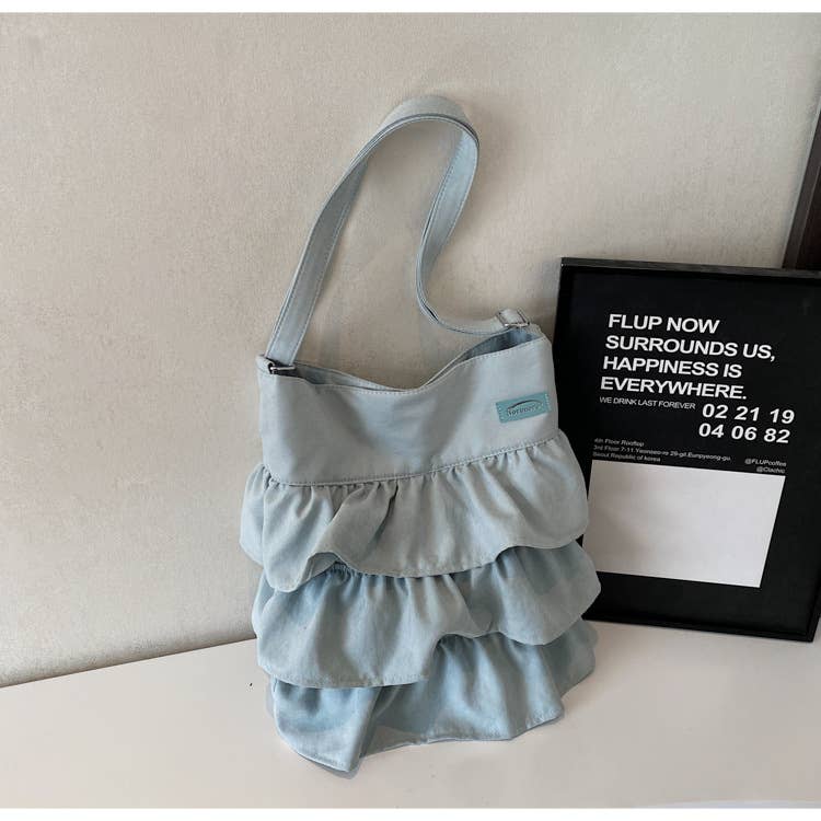 Lotus leaf pleats large-capacity crossbody bag