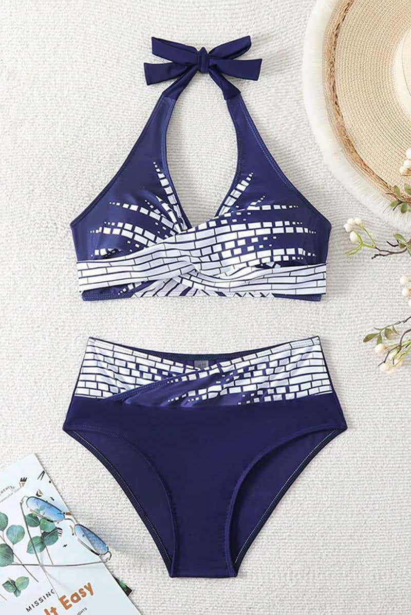 CWMW0843_CASUAL TWO-PIECE CONSERVATIVE SPORTS SWIMSUIT