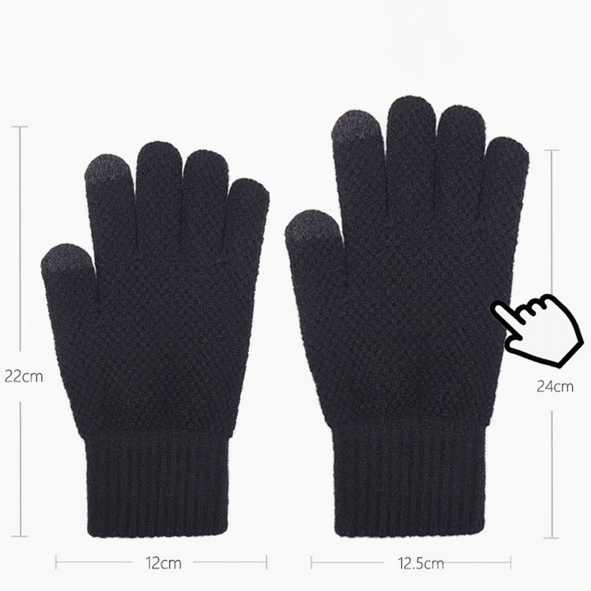 Men Women Knit Gloves ? Warm Thick Touch Tips_CWAG0224