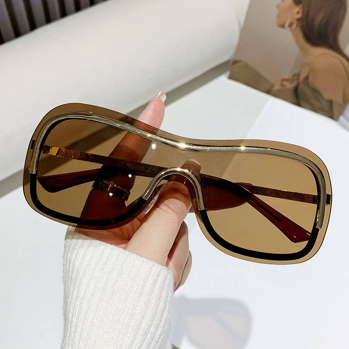 INTEGRATED METAL SUNGLASSES FRAMELESS GLASSES
