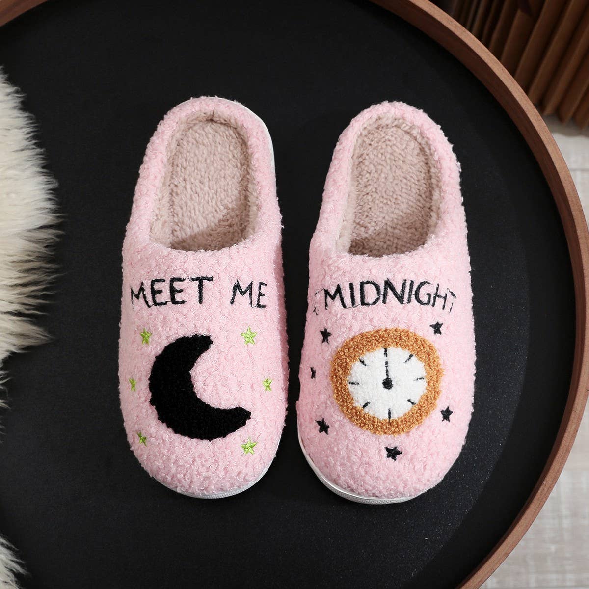 HOME SLIPPERS MOON CLOCK INDOOR COTTON SLIPPERS