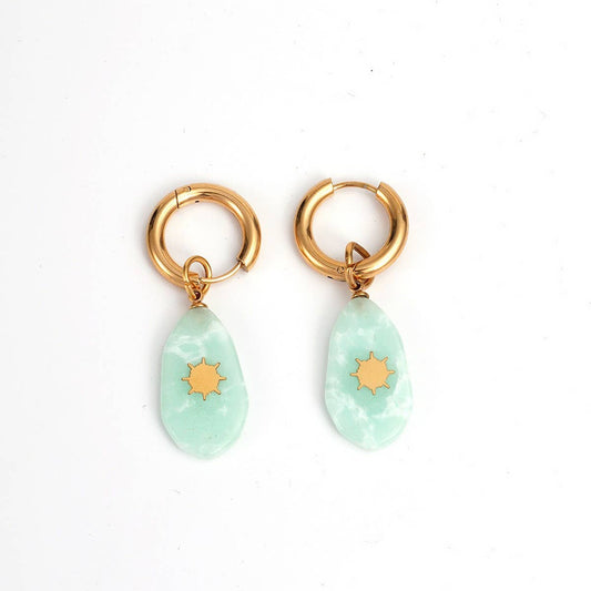 Vintage Steel Necklace & Earrings with Stone