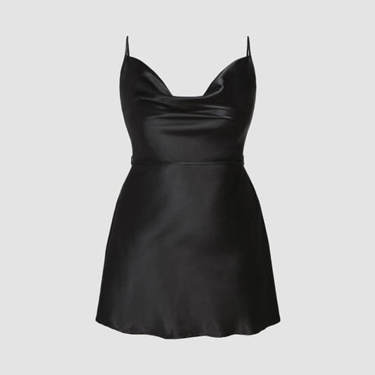 Chic Satin A-Line Sleeveless Drape Dress