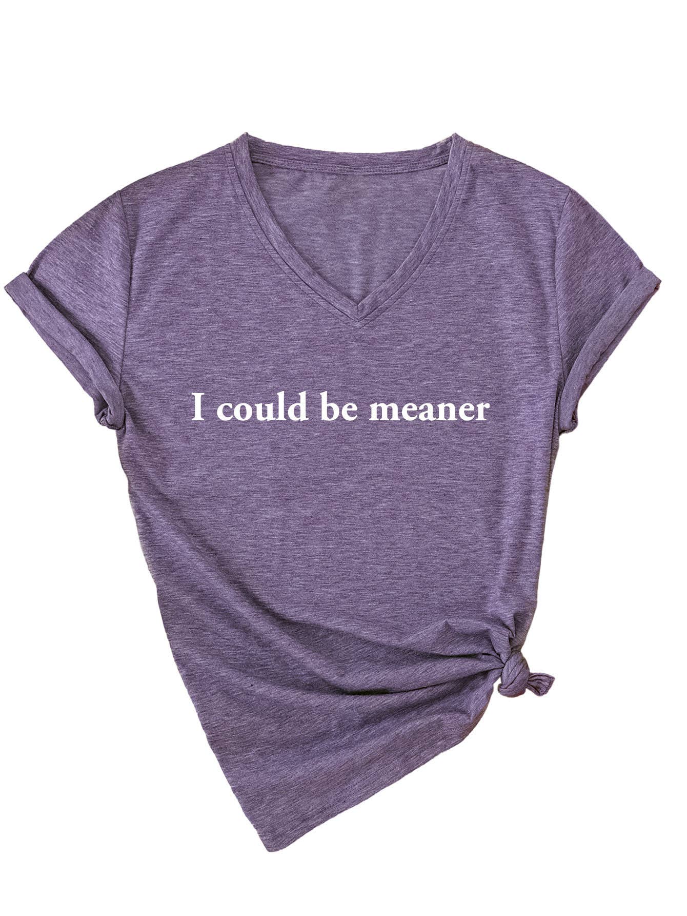 Simple letter print V-neck short-sleeved Top