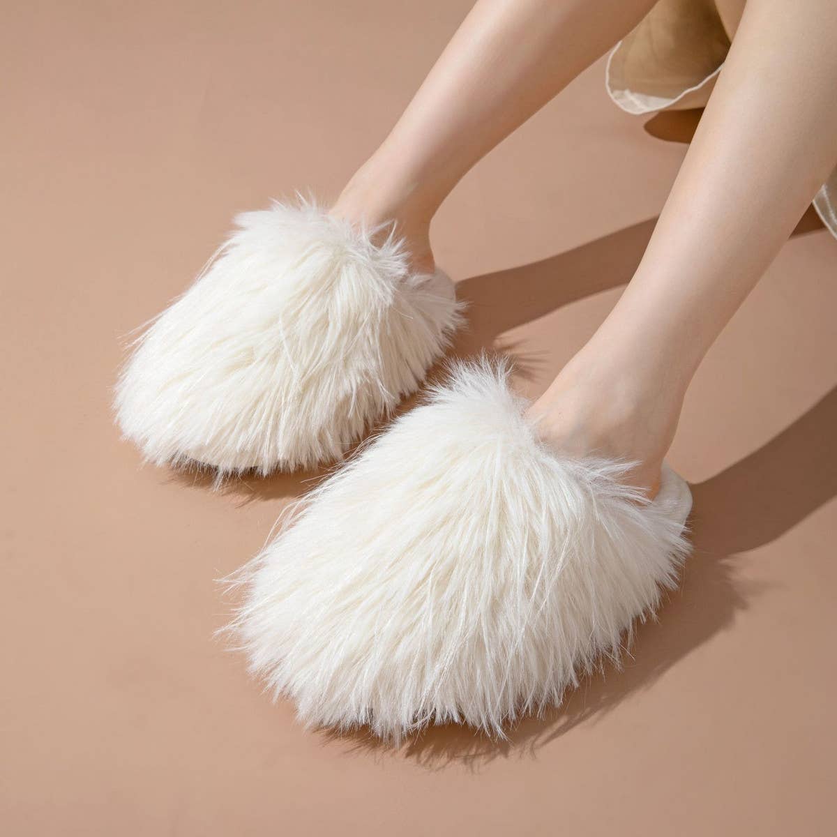 HOME FUR CAP TOE CANDY COLOR COTTON SLIPPERS