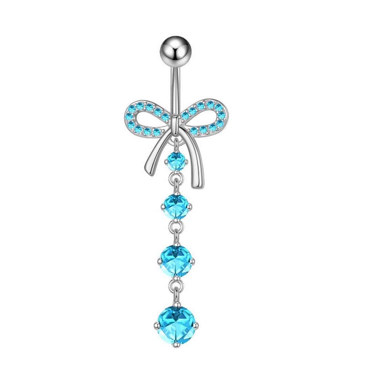 Bowknot Belly Ring Micro CZ Dangle Piercing_CWMM9312