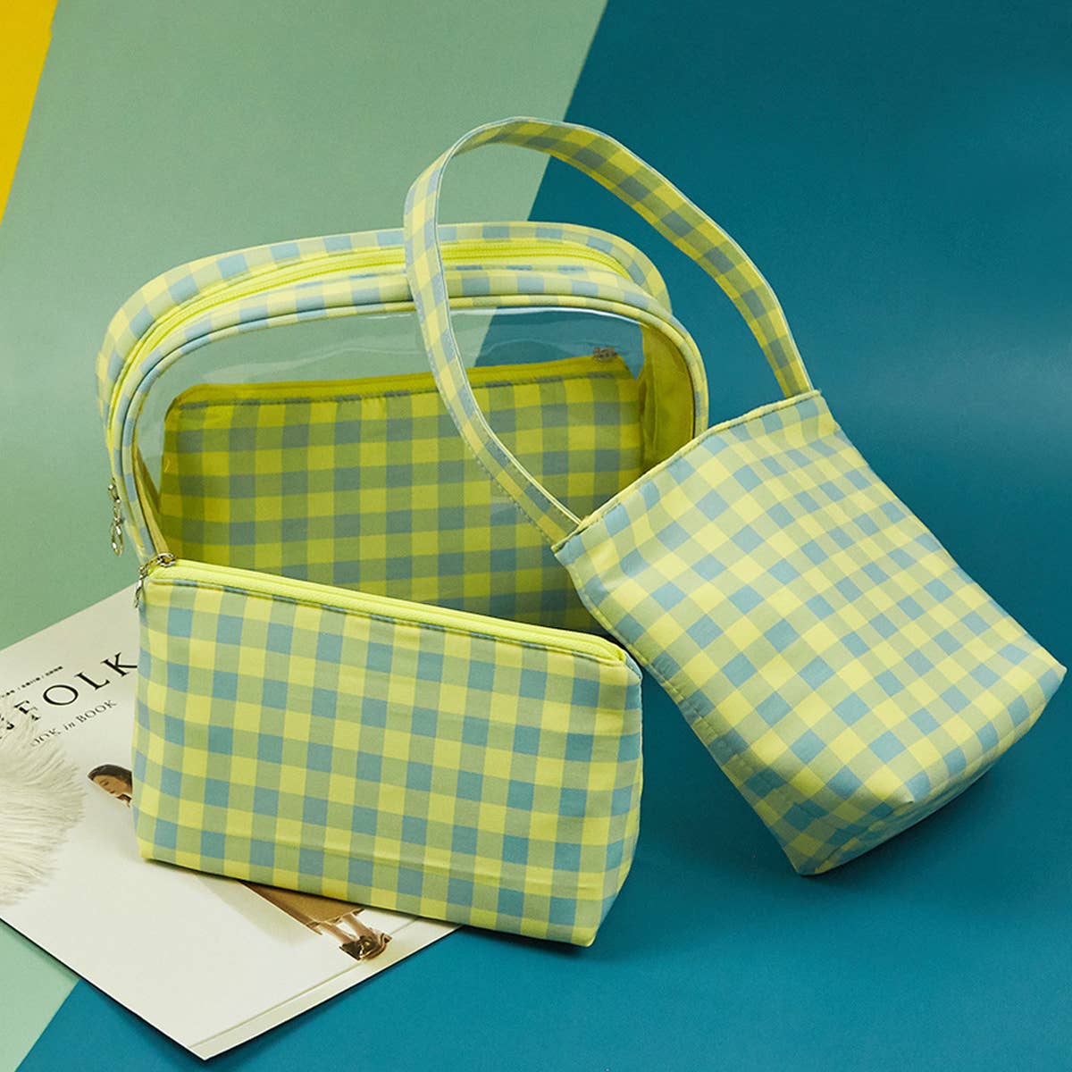 SIMPLE PLAID TOILETRY BAG COSMETIC BAG_CWAB1848
